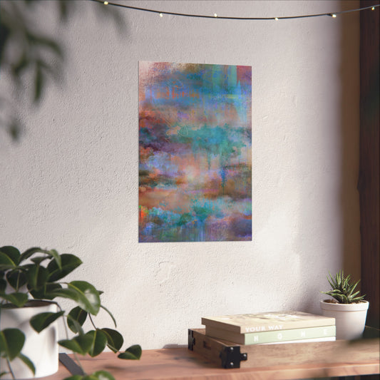 Calliope | Abstract Meadow Poster | Serene Teal and Purple Fine Art Print