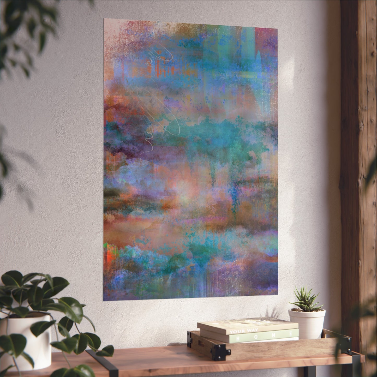 Calliope | Abstract Meadow Poster | Serene Teal and Purple Fine Art Print