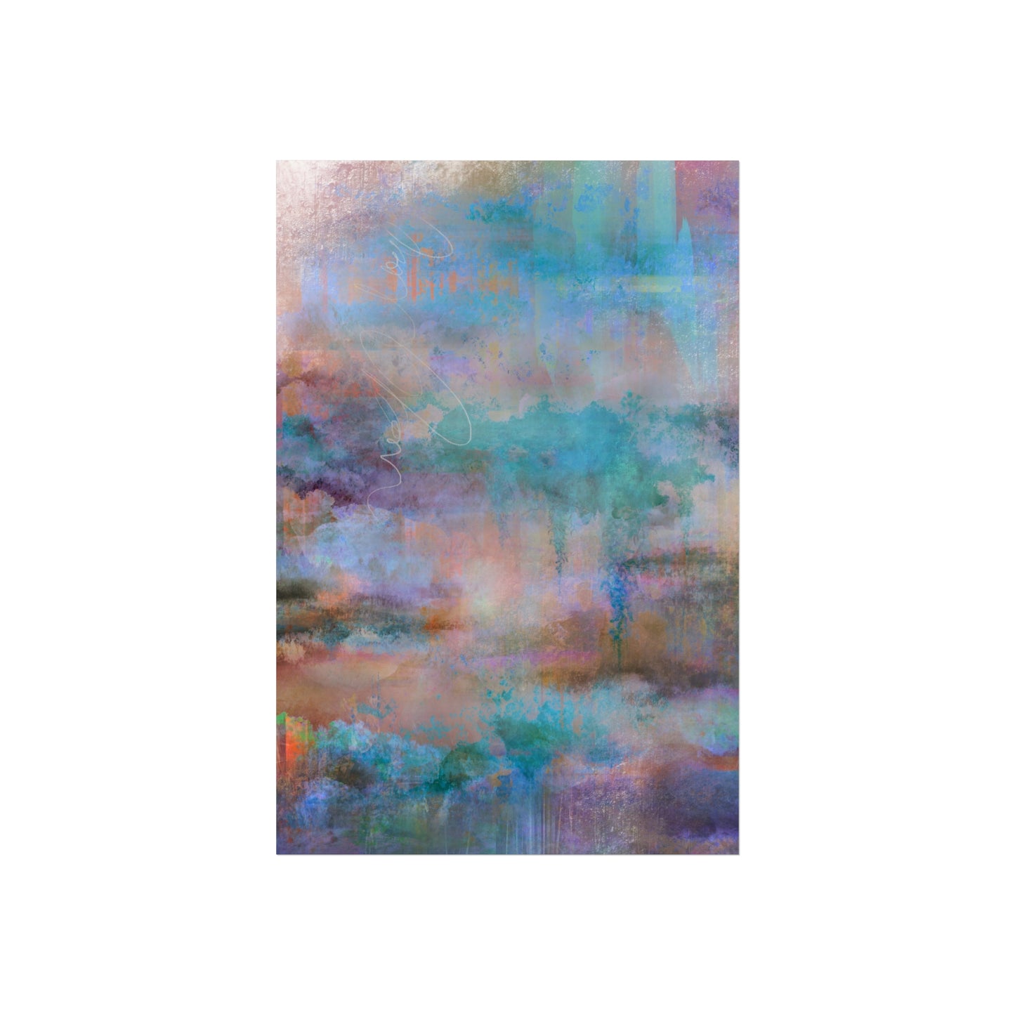 Calliope | Abstract Meadow Poster | Serene Teal and Purple Fine Art Print