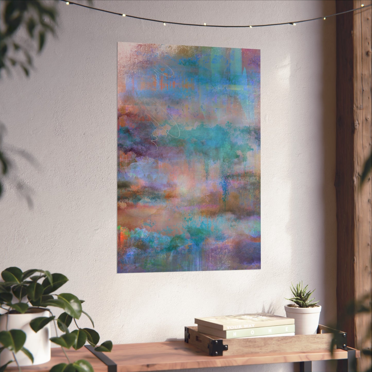 Calliope | Abstract Meadow Poster | Serene Teal and Purple Fine Art Print