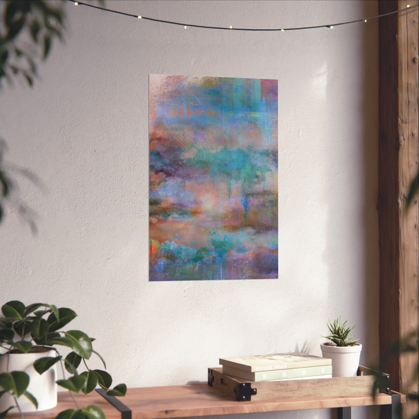 Calliope | Abstract Meadow Poster | Serene Teal and Purple Fine Art Print