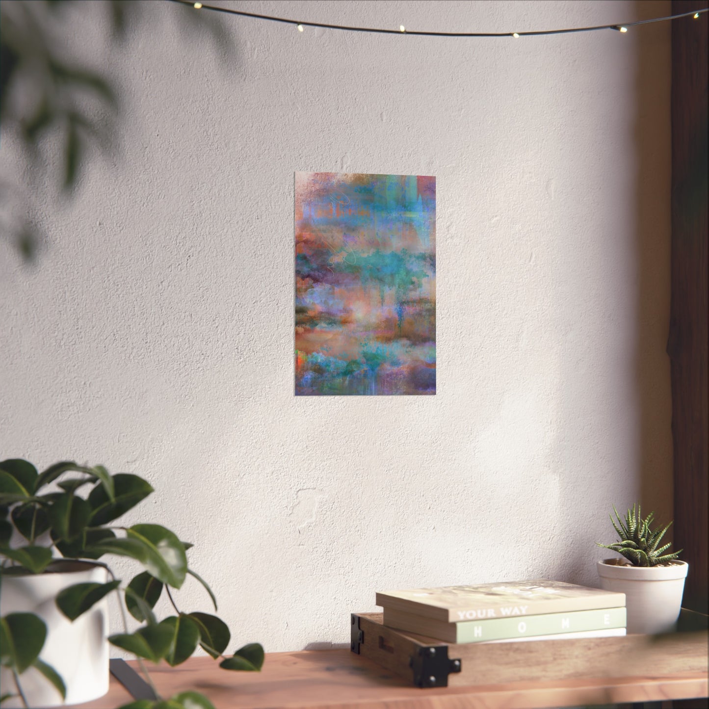 Calliope | Abstract Meadow Poster | Serene Teal and Purple Fine Art Print